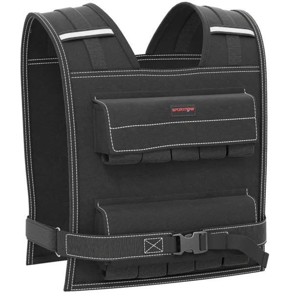SPORTNOW Adjustable Weight Vest 20kg with 20 Weights, Vest with Reflective Strips, 50x40 cm, Black
