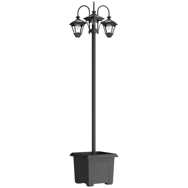 Outsunny 1.85m Stainless Steel Solar Garden Lamp with Adjustable Height, IP44 Waterproof