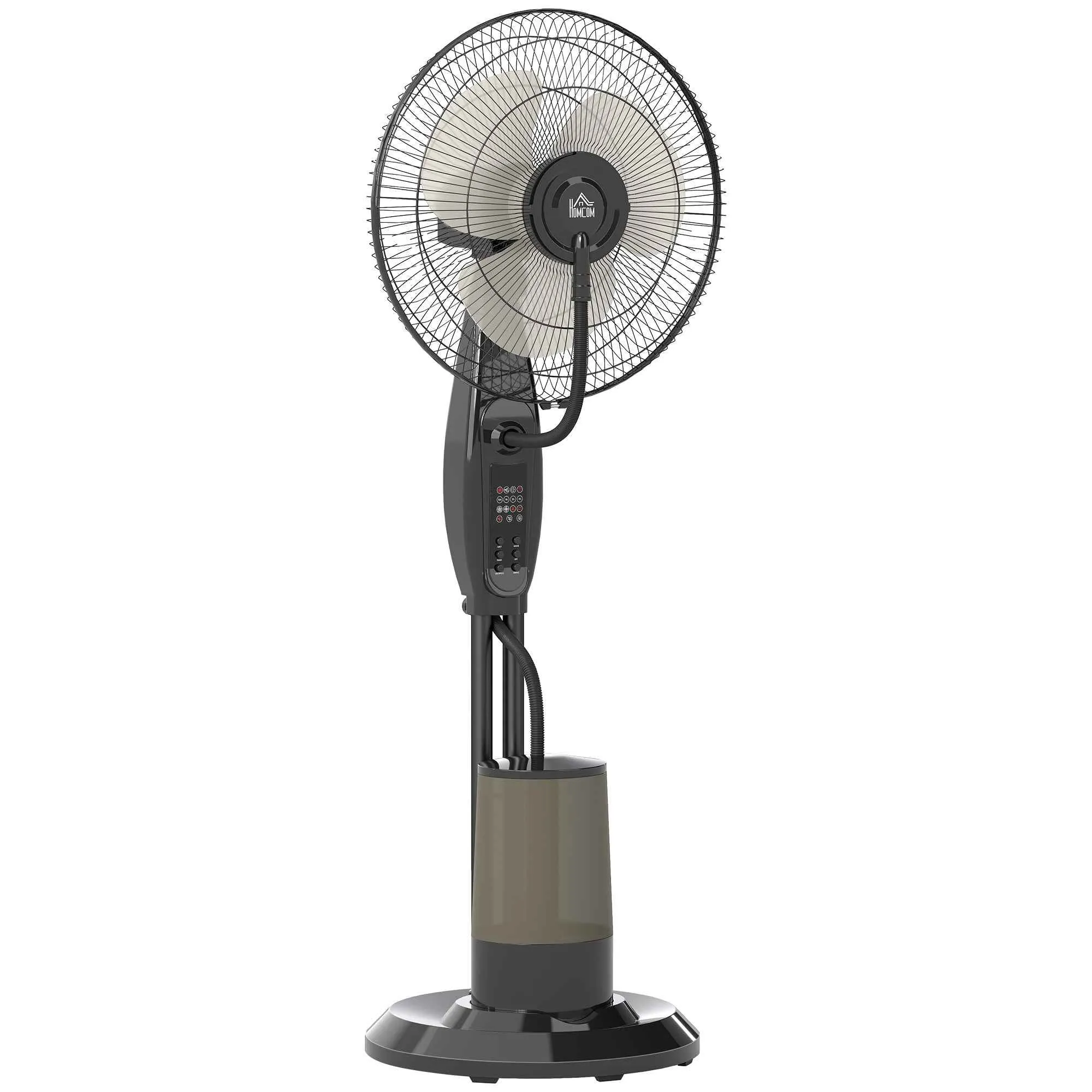 HOMCOM Misting Fan with 3.2L Tank, 3 Modes and 3 Speeds, 70° Oscillation, Timer, Remote Control