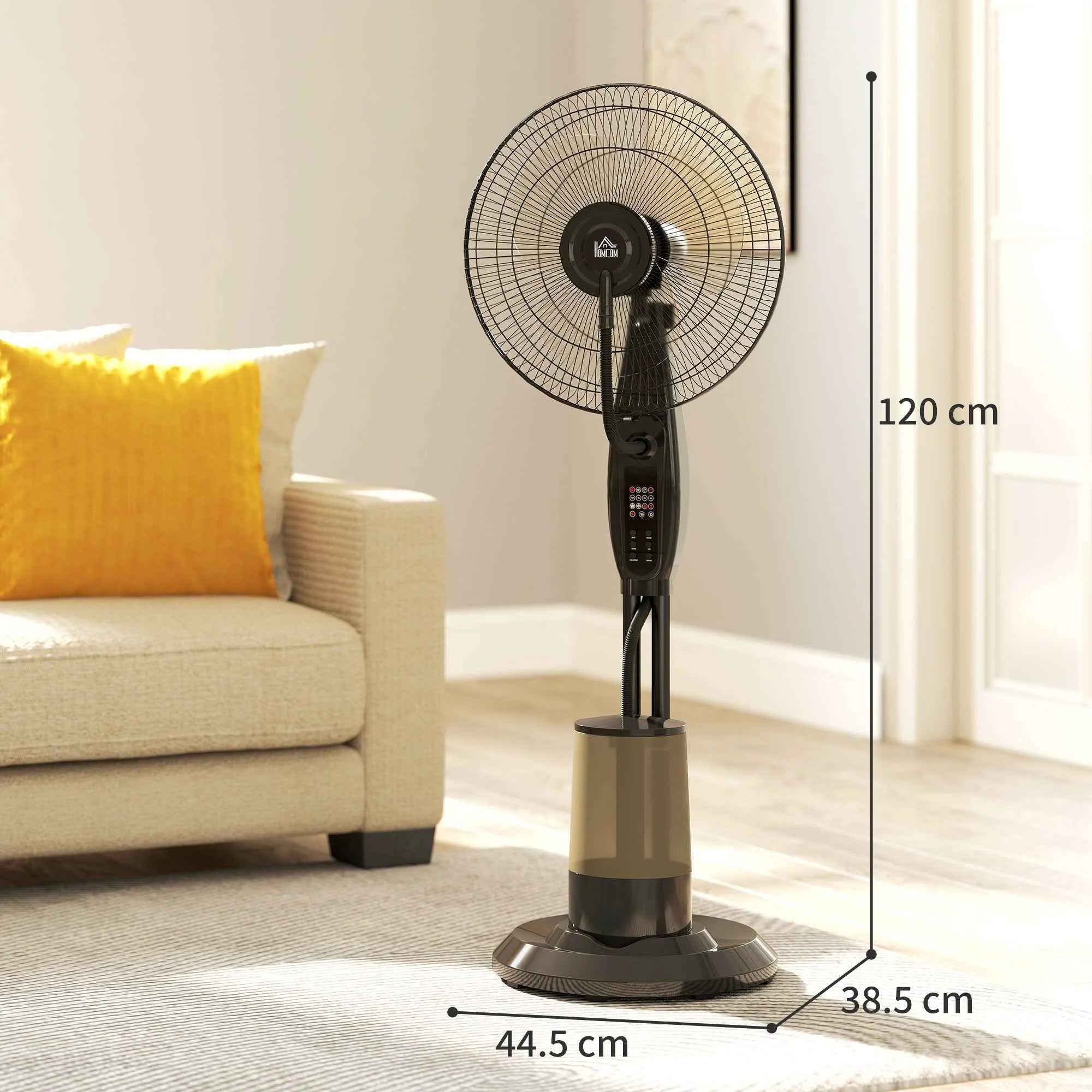 HOMCOM Misting Fan with 3.2L Tank, 3 Modes and 3 Speeds, 70° Oscillation, Timer, Remote Control - Image 3