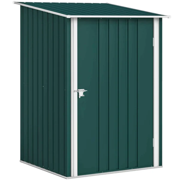 Outsunny Galvanized Steel Garden Shed with Hinged Door, 100x104x160 cm, Green