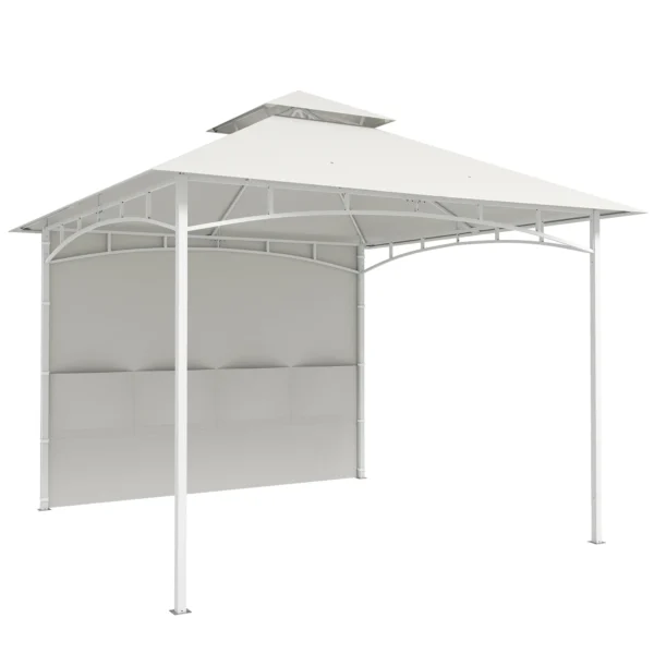 Outsunny 3x3m Metal Garden Gazebo with Curtains, Storage Pockets and Ceiling Hook, Cream White