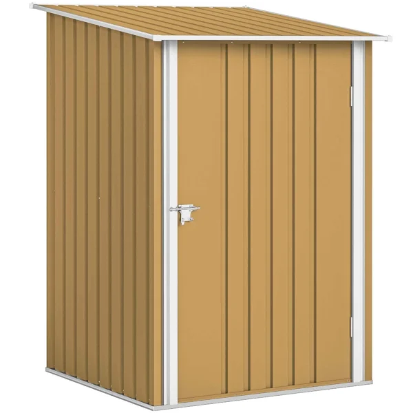 Outsunny Galvanized Steel Garden Shed with Hinged Door, 100x104x160 cm, Yellow