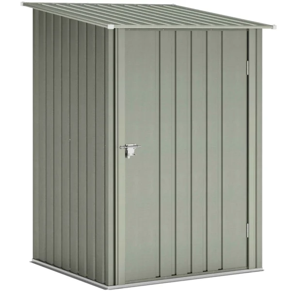 Outsunny Galvanized Steel Garden Shed with Hinged Door, 100x104x160 cm, Silver