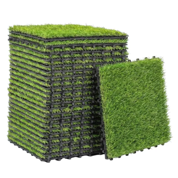 Outsunny 22 Pieces Synthetic Grass Mat, 30x30 cm, 25 mm Pile, Green