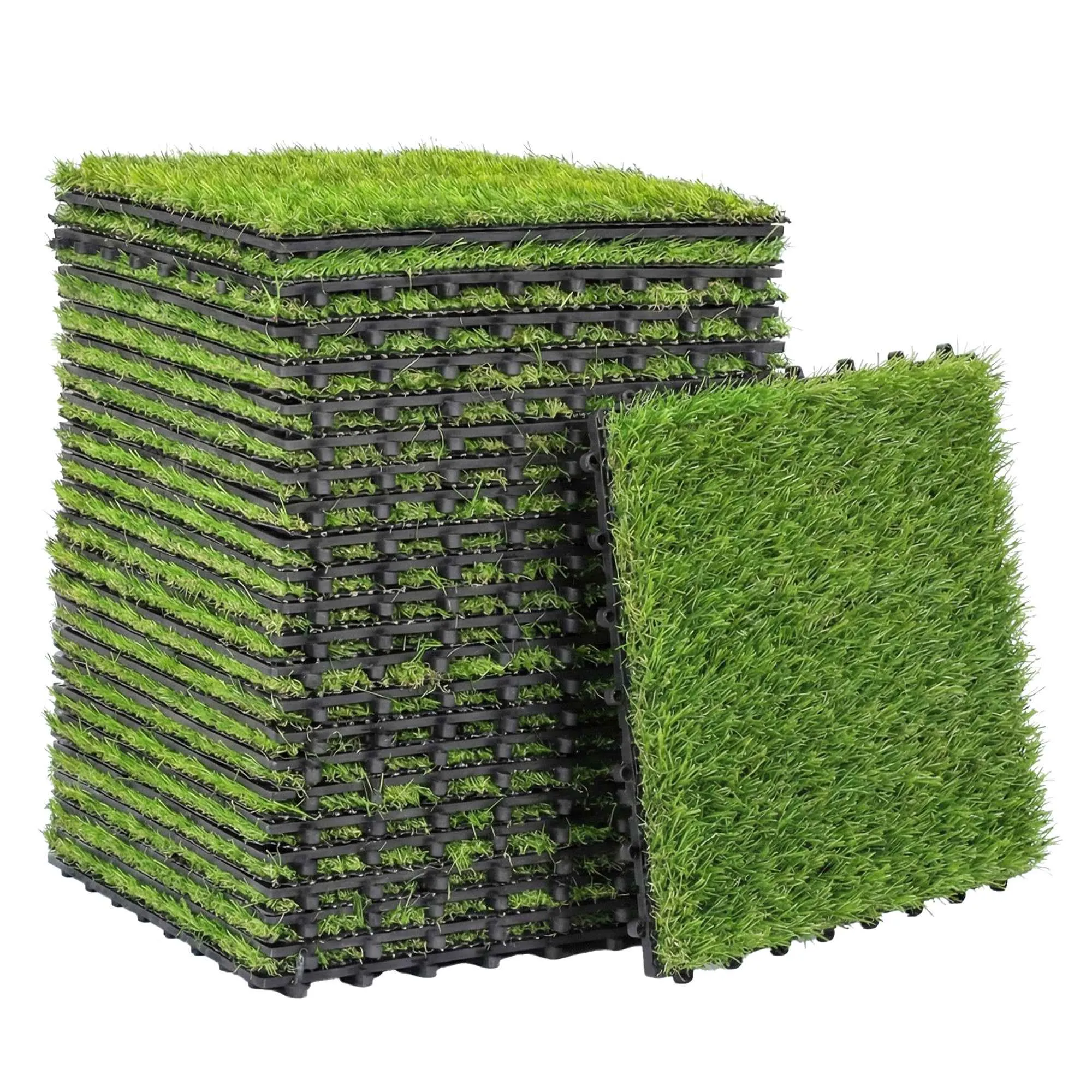 Outsunny 22 Pieces Synthetic Grass Mat, 30x30 cm, 25 mm Pile, Green
