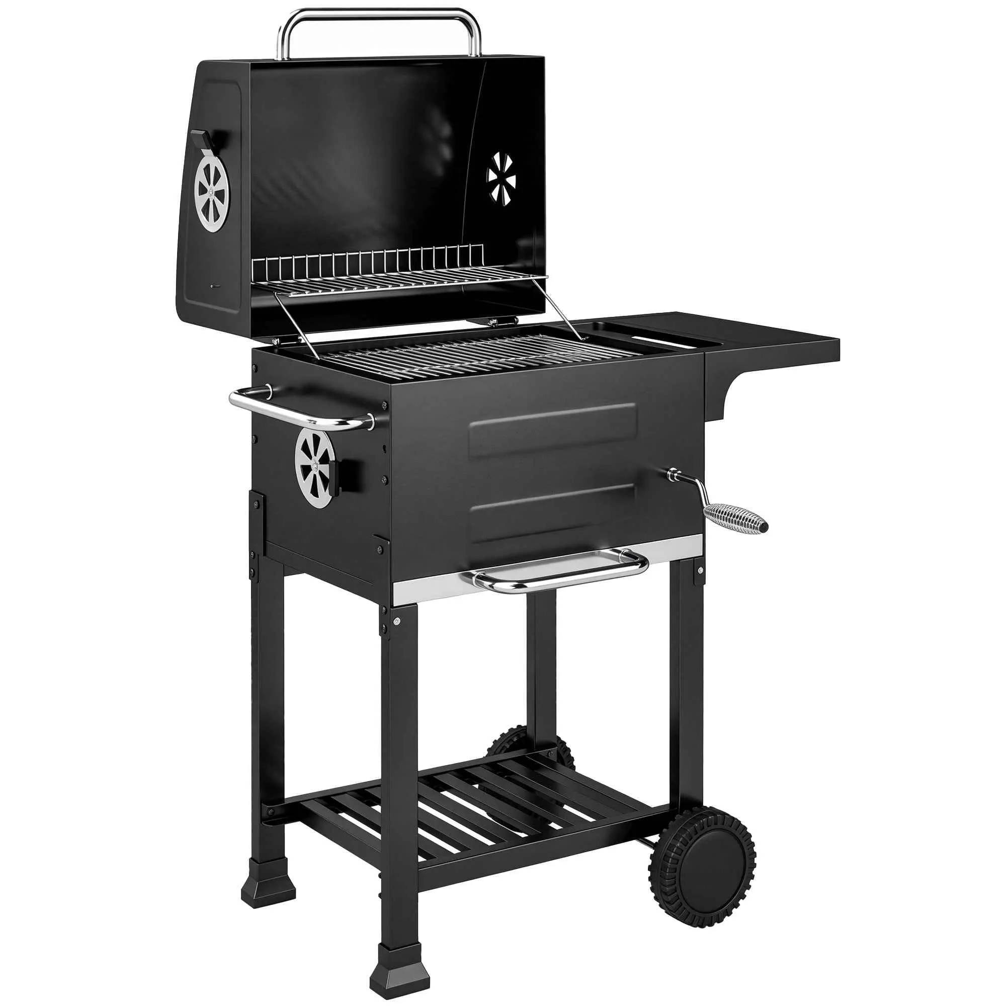 Outsunny Charcoal Barbecue with Thermometer for Patio and Garden, Black