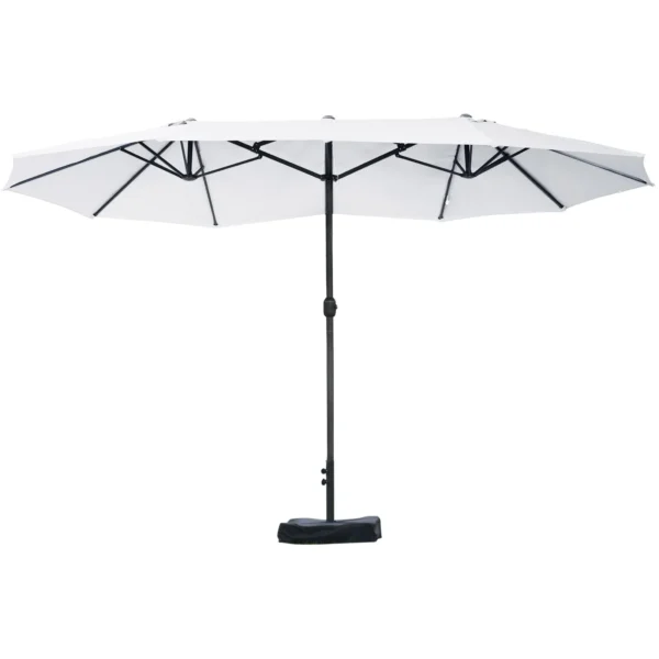 Outsunny Double Umbrella with 12 Ribs, Cross Base and Crank, Steel and Polyester, 455x265x238 cm, Beige
