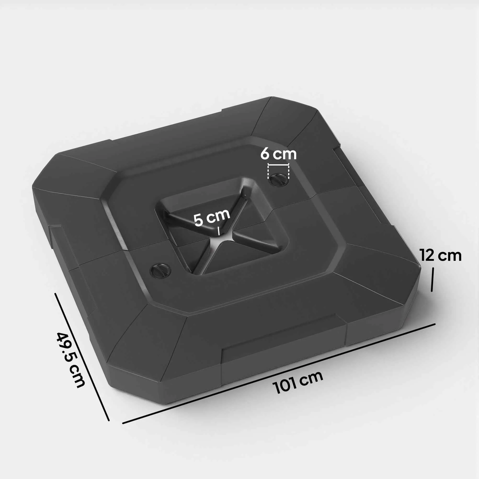 Outsunny Set of 2 HDPE Cantilever Umbrella Base Weights, Fillable up to 105 kg, 101 x 101 x 12 cm, Black - Image 3