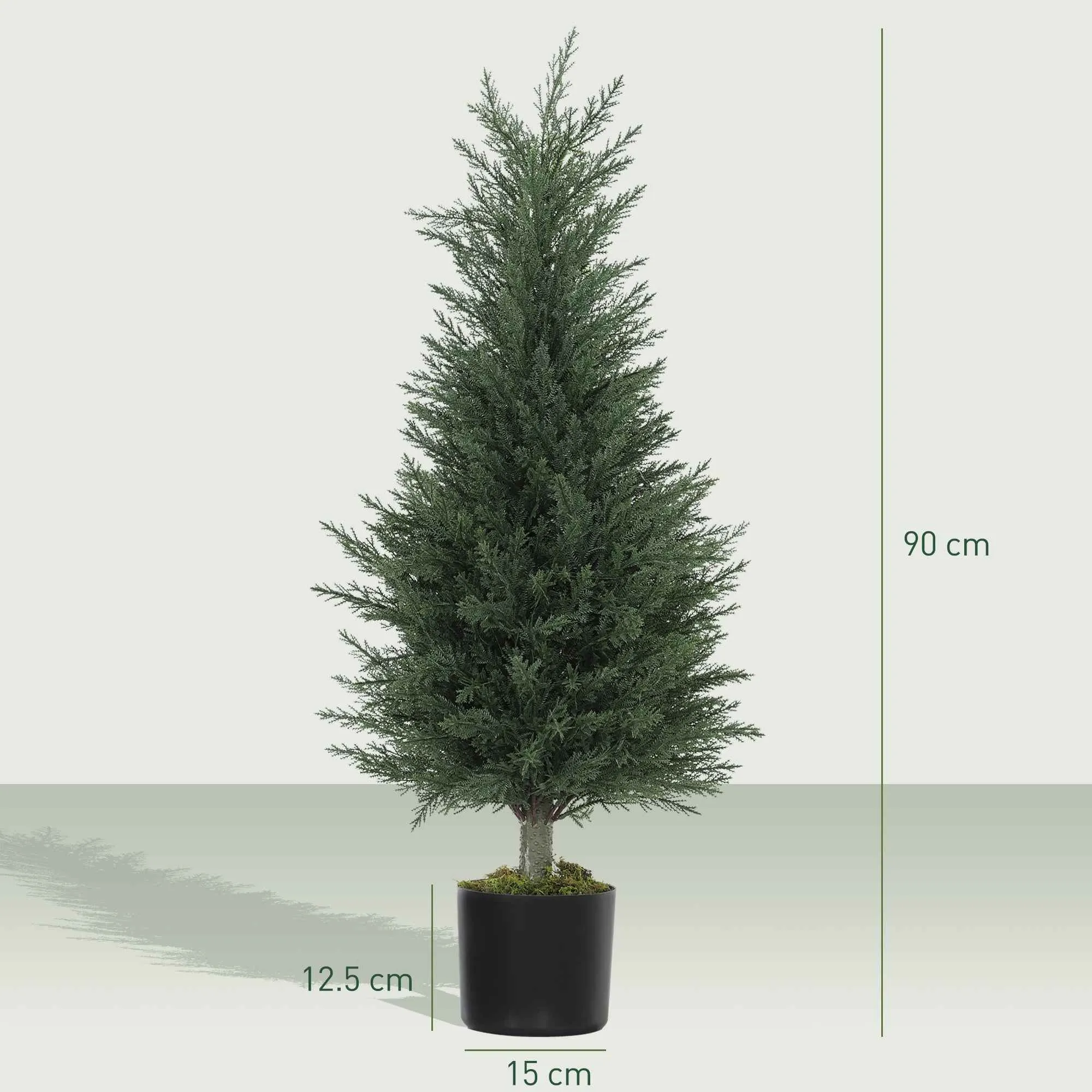 Outsunny Set of 2 Artificial Cypress Trees, UV-Resistant, Ø40x90 cm, Green - Image 3