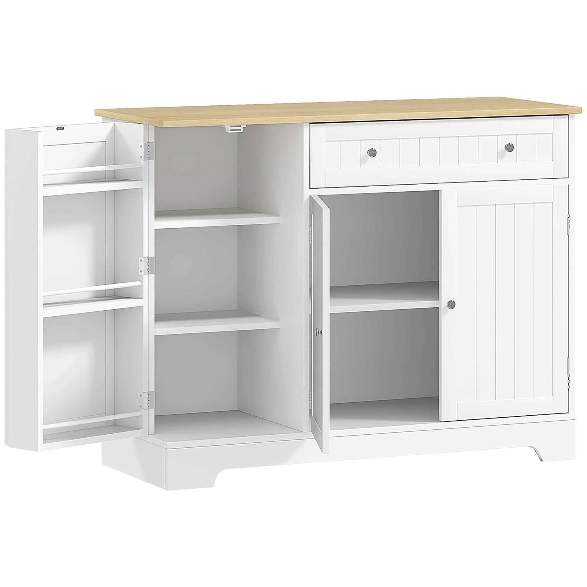 HOMCOM Modern Sideboard with Storage Space, Buffet Cabinet with Drawer, Adjustable Shelves, Small Kitchen Pantry with Door Shelves, White