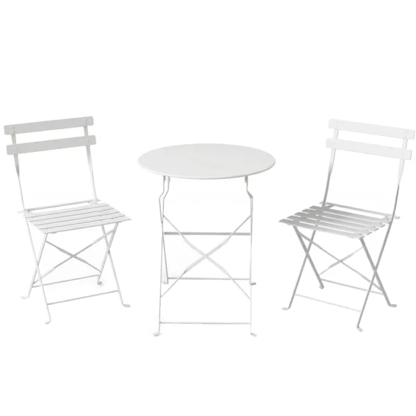 Outsunny Folding Outdoor Bistro Set with Table and 2 Chairs, White