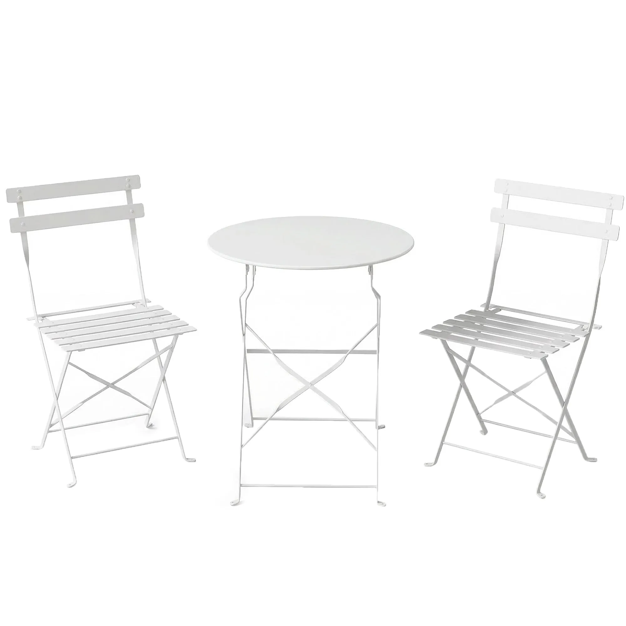 Outsunny Folding Outdoor Bistro Set with Table and 2 Chairs, White