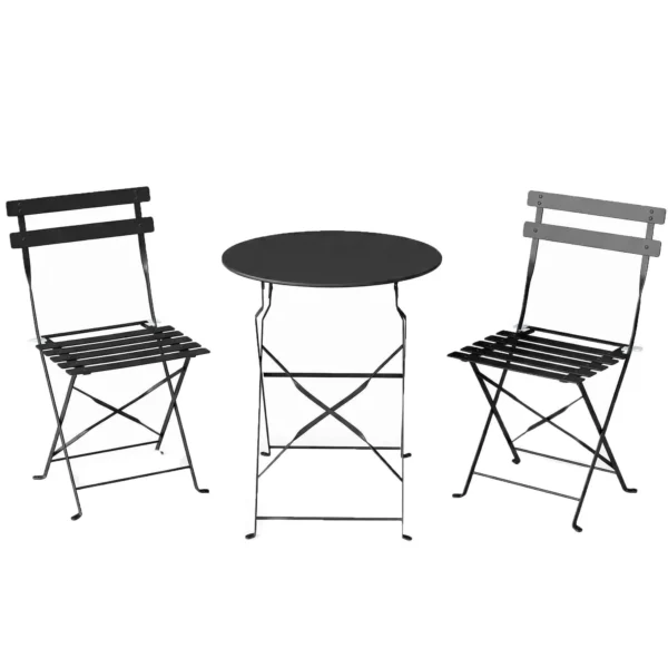 Outsunny Outdoor Bistro Set, Folding Garden Furniture with Table and 2 Chairs, Black.
