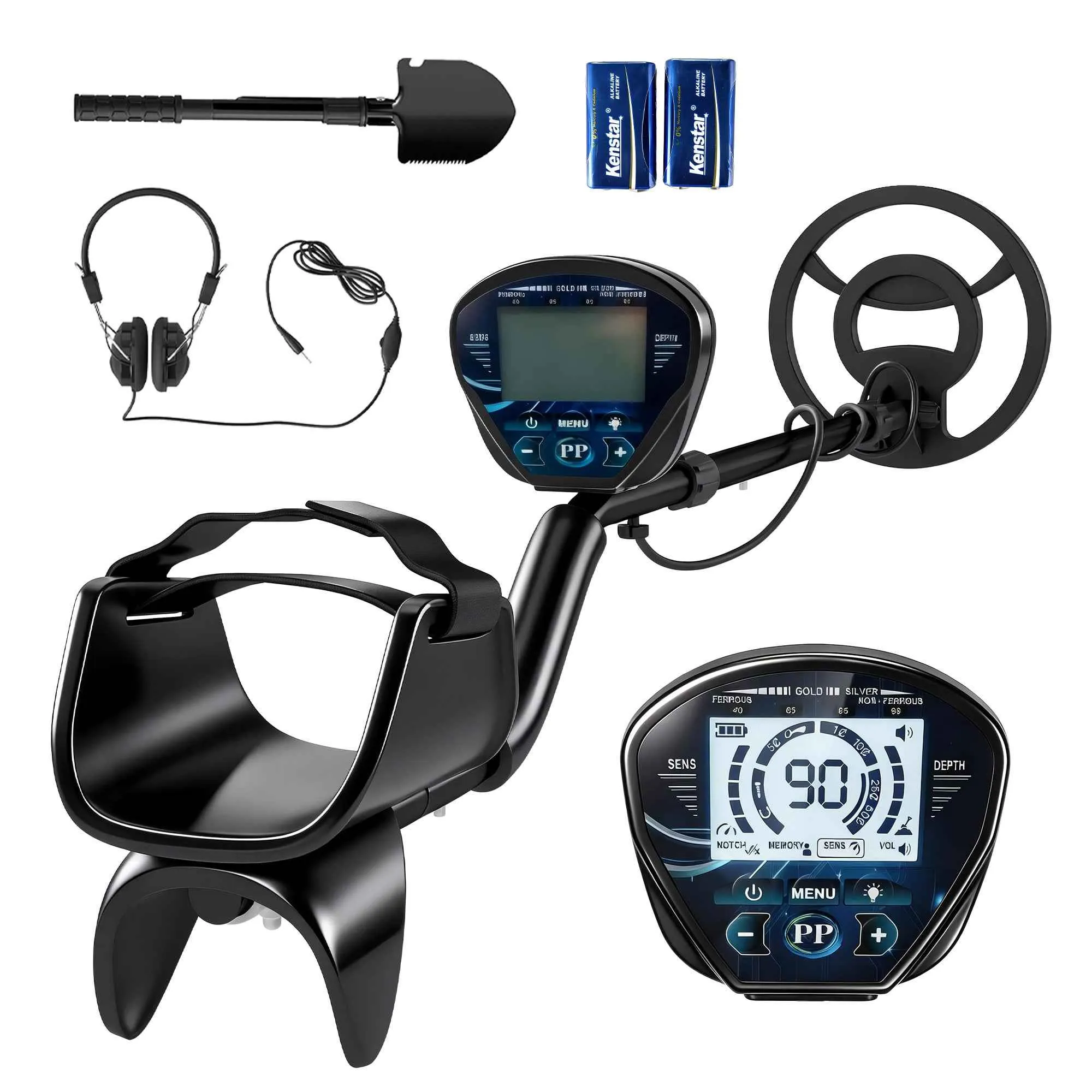 Outsunny Metal Detector 3 Modes Adults, IP68 Waterproof Coil, LCD Display