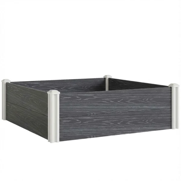 Outsunny Outdoor Vinyl Planter with Open Bottom and Interlocking Design, 102 x 102 x 33 cm, Dark Grey