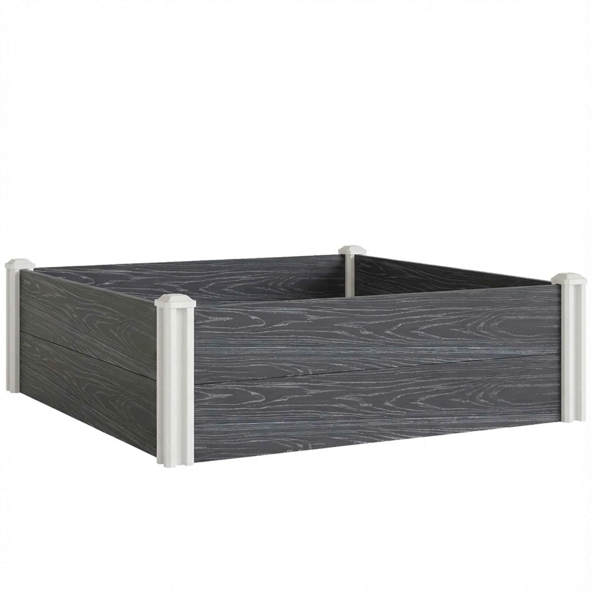 Outsunny Outdoor Vinyl Planter with Open Bottom and Interlocking Design, 102 x 102 x 33 cm, Dark Grey