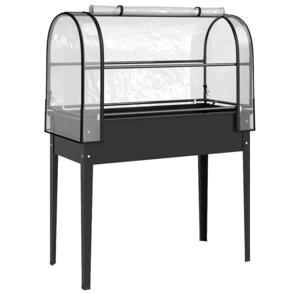 Outsunny Raised Vegetable Garden Bed with Mini Greenhouse Cover and Drainage Hole, 100x49x136 cm, Black