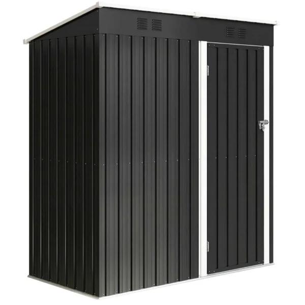 Outsunny Metal Garden Shed 163x90x179 cm, Lockable Door, Air Vents, Dark Grey