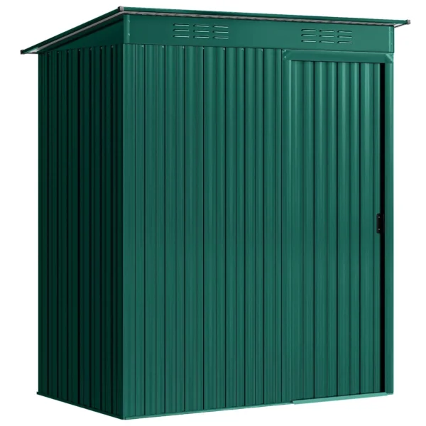 Outsunny Metal Garden Shed with Vents and Sliding Door, 159x106x181 cm, Green