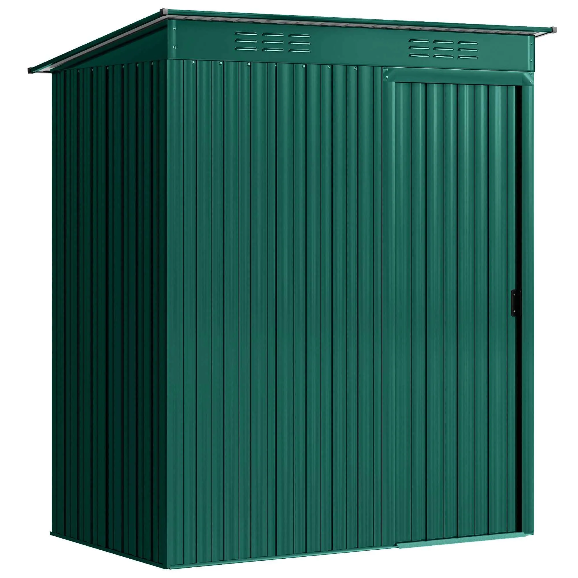Outsunny Metal Garden Shed with Vents and Sliding Door, 159x106x181 cm, Green