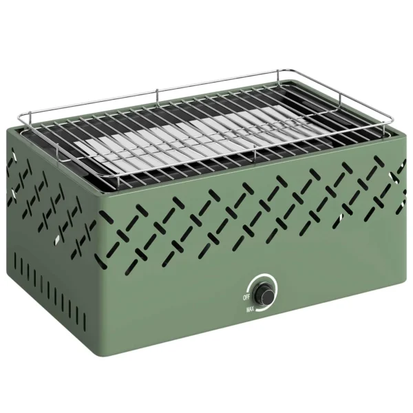 Outsunny Portable Charcoal Barbecue with Built-in Fan for Outdoor Use, Light Green