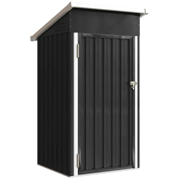 Outsunny Steel Garden Shed with Vents and Lockable Door, 107.5x91x185 cm, Dark Grey