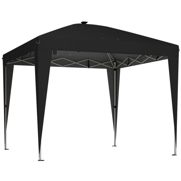 Outsunny 3x3 m Folding Gazebo with Adjustable Height, Central Light and Remote Control, Metal and Polyester, Black