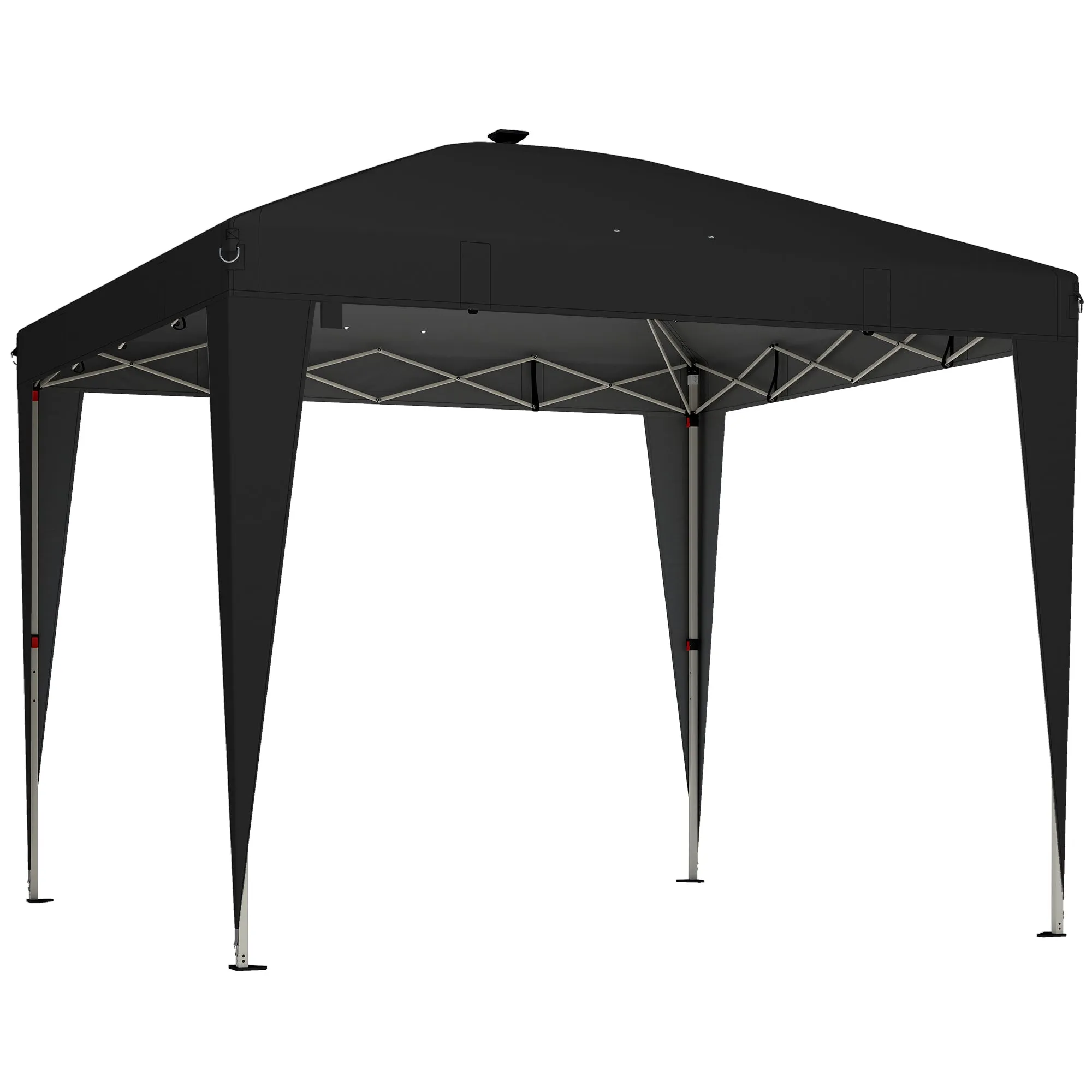 Outsunny 3x3 m Folding Gazebo with Adjustable Height, Central Light and Remote Control, Metal and Polyester, Black