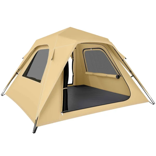 Outsunny Pop-Up Tent for 2-3 People with Mesh Windows and Bag, 240x240x160 cm, Khaki