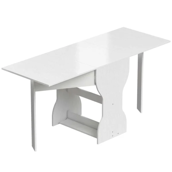 HOMCOM Folding Dining Table for 4 People with Shelf, Wooden, 160x60x75 cm, White