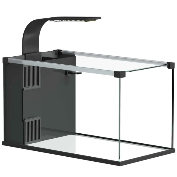 PawHut Aquarium, 24L Tempered Glass with Filter, LED Light and Water Pump