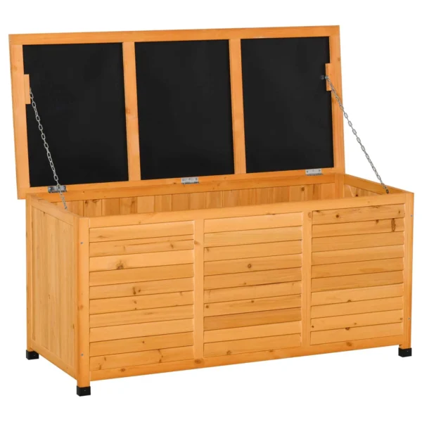 Outsunny Waterproof Outdoor Storage Chest in Fir Wood with Raised Base, 127x56x60 cm, Dark Yellow