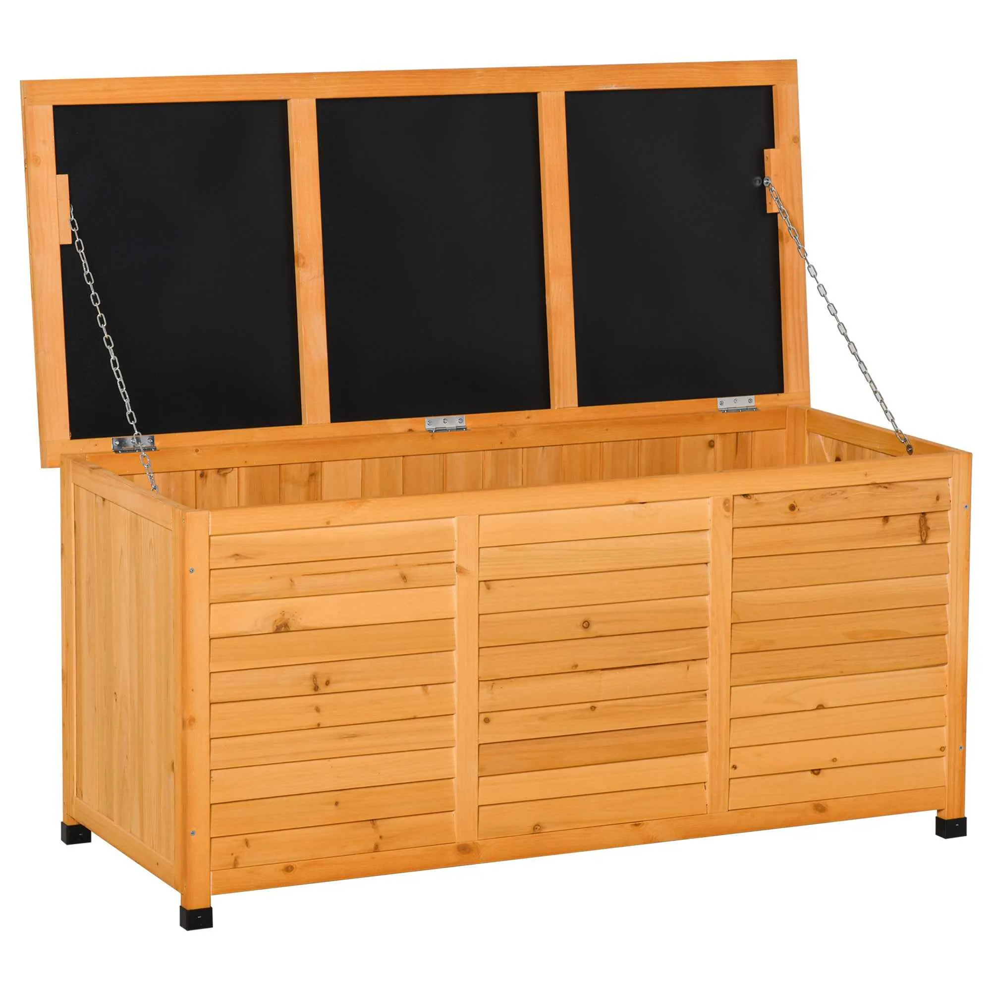 Outsunny Waterproof Outdoor Storage Chest in Fir Wood with Raised Base, 127x56x60 cm, Dark Yellow