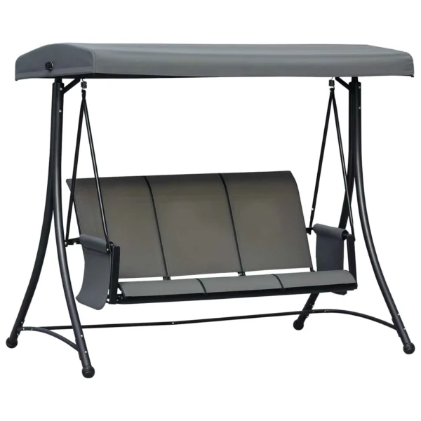 Outsunny 3-Seater Garden or Terrace Swing with Adjustable Canopy and Storage Pockets, Dark Grey, 196 x 128 x 172 cm
