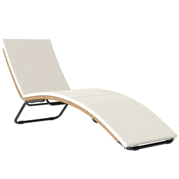 Outsunny S-Shaped Outdoor Lounger with Cushion, in PE Rattan and Steel, 175x57x80 cm, Cream