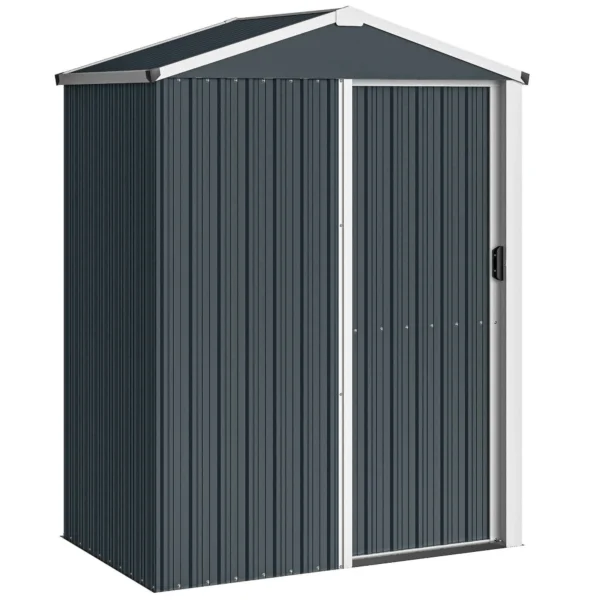 Outsunny Steel Garden Shed with Sliding Door, Grey