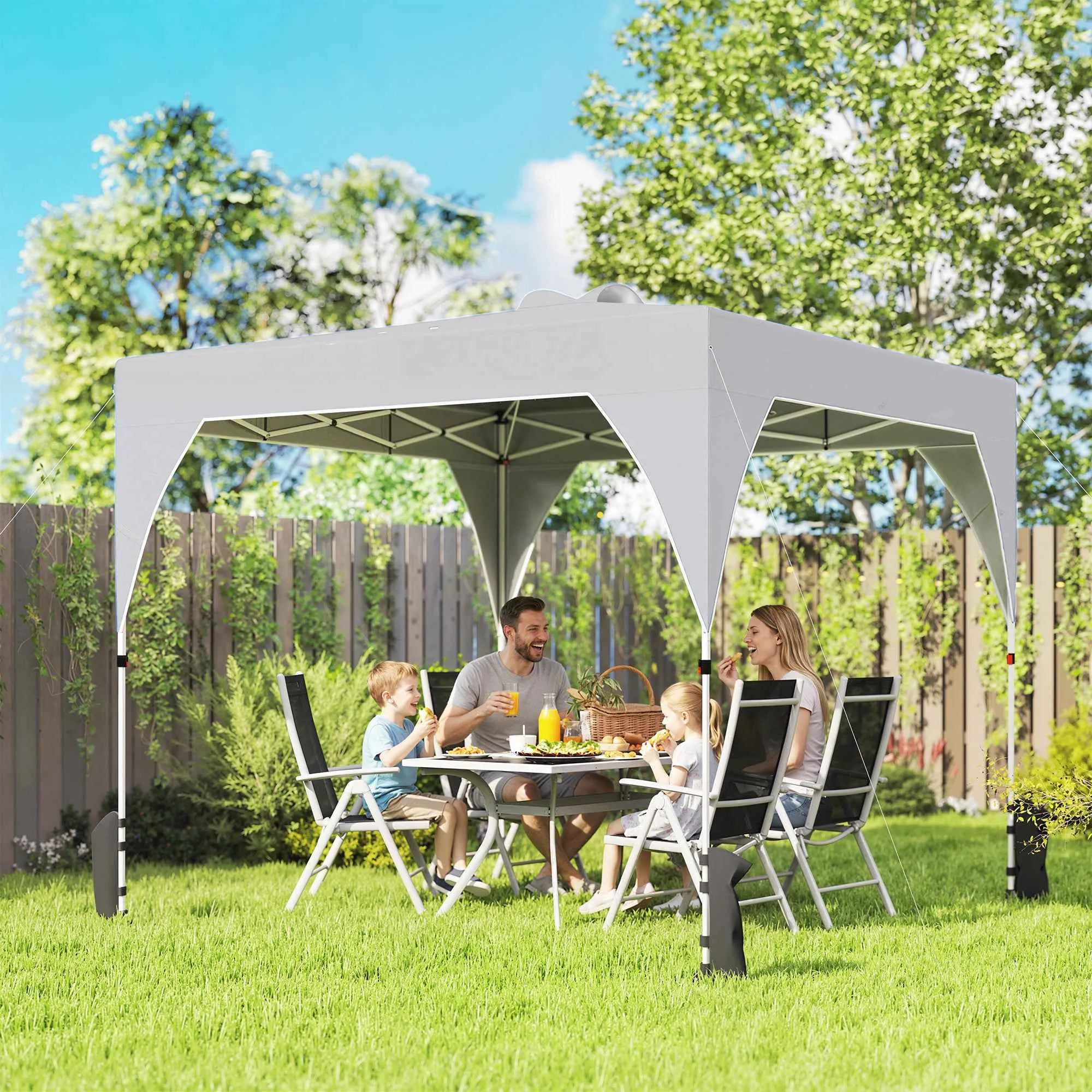 Outsunny 3x3m Folding Gazebo with Vents, Sandbags and Carry Bag, Oxford Fabric and Metal, Dark Grey - Image 2