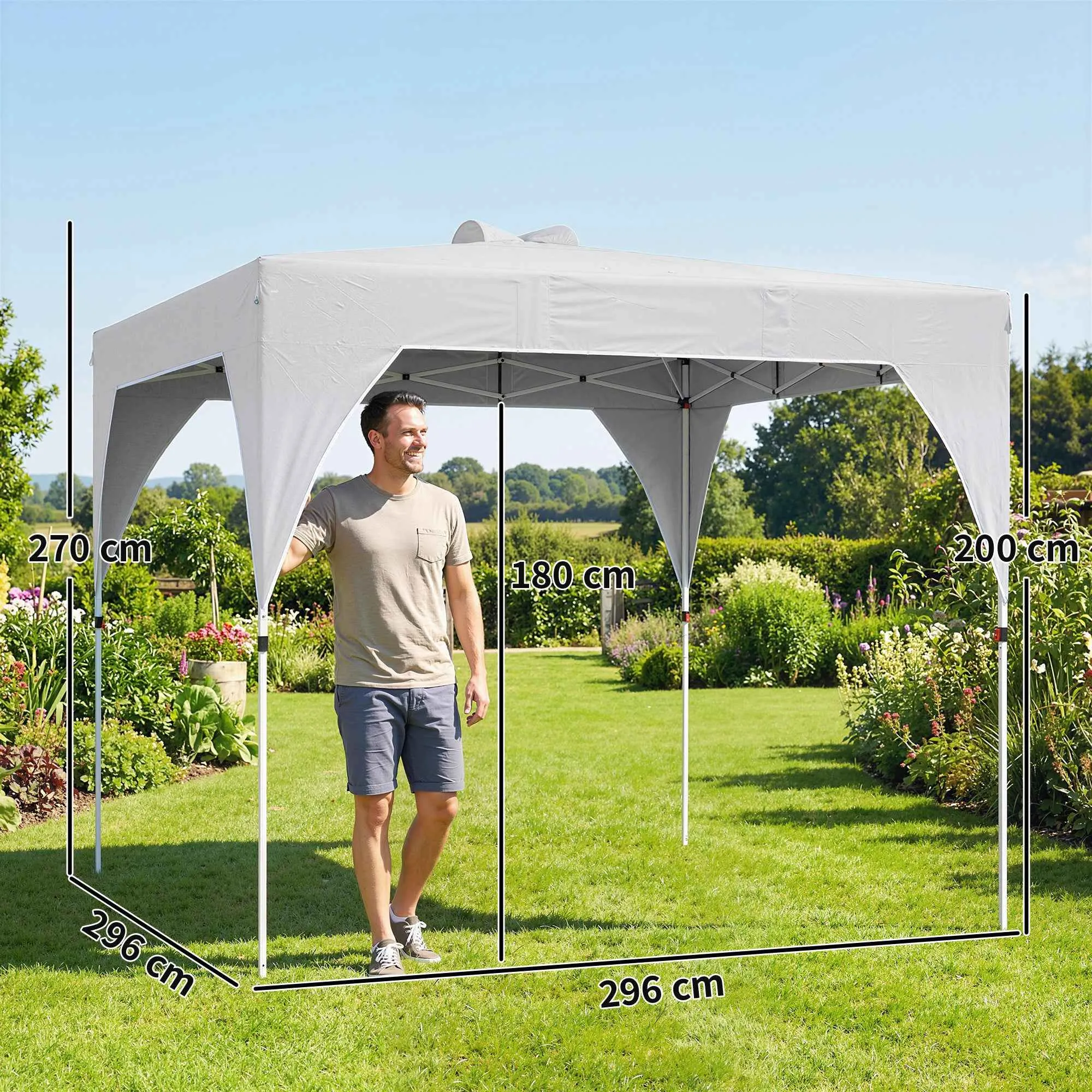 Outsunny 3x3m Folding Gazebo with Vents, Sandbags and Carry Bag, Oxford Fabric and Metal, Dark Grey - Image 3