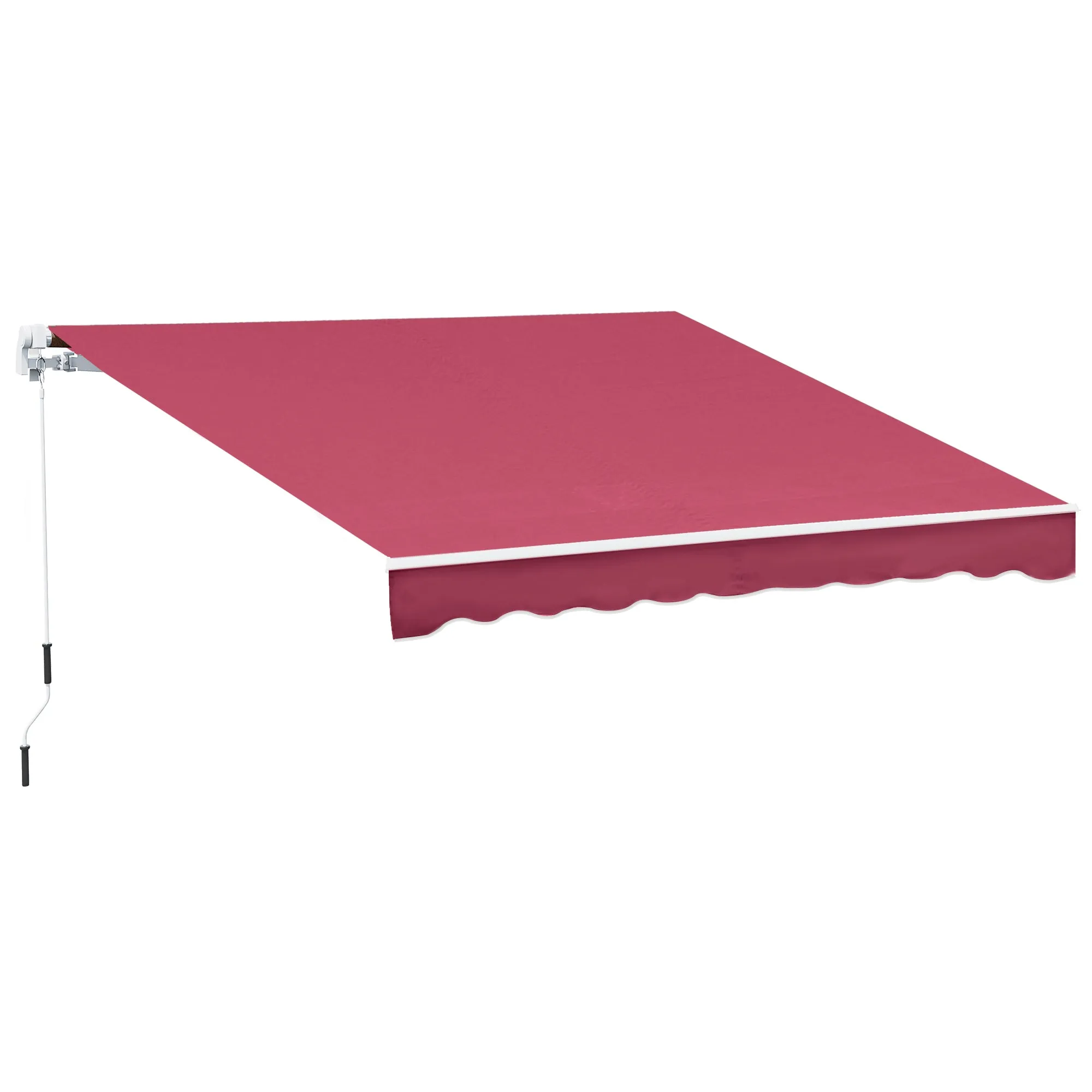 Outsunny Aluminum and Polyester Crank Roller Awning, 295x245cm, Dark Red