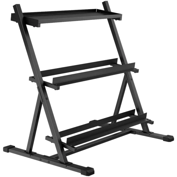 SPORTNOW Weight Rack, 3-Level Adjustable Dumbbell Rack, Steel, Black