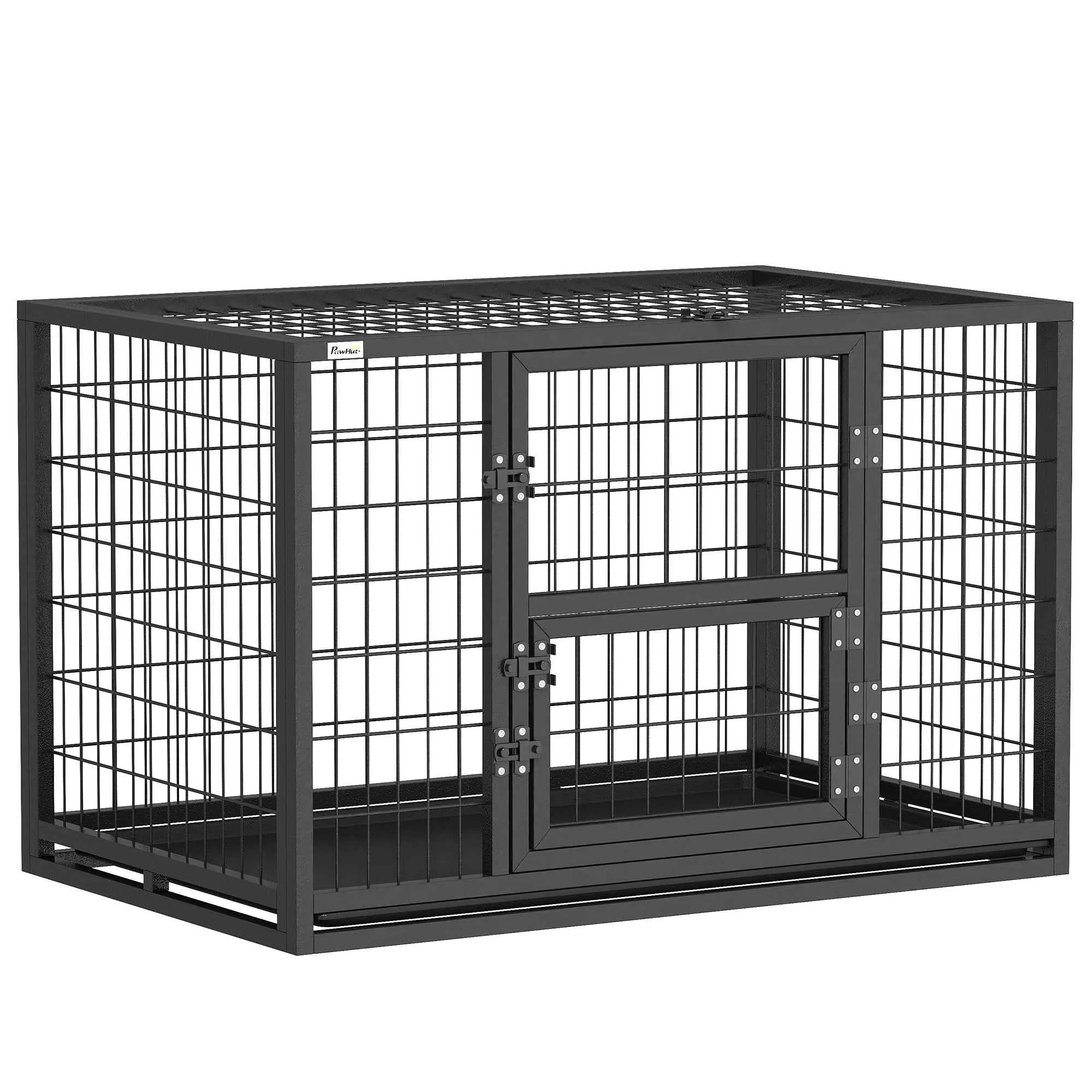 PawHut Sturdy Dog Cage, 94x60x64 cm, with Removable Tray.