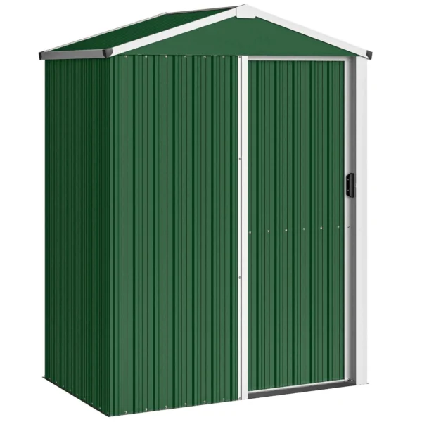 Outsunny 1.1m² Steel Garden Shed with Lockable Sliding Door, 136x87x179cm, Green