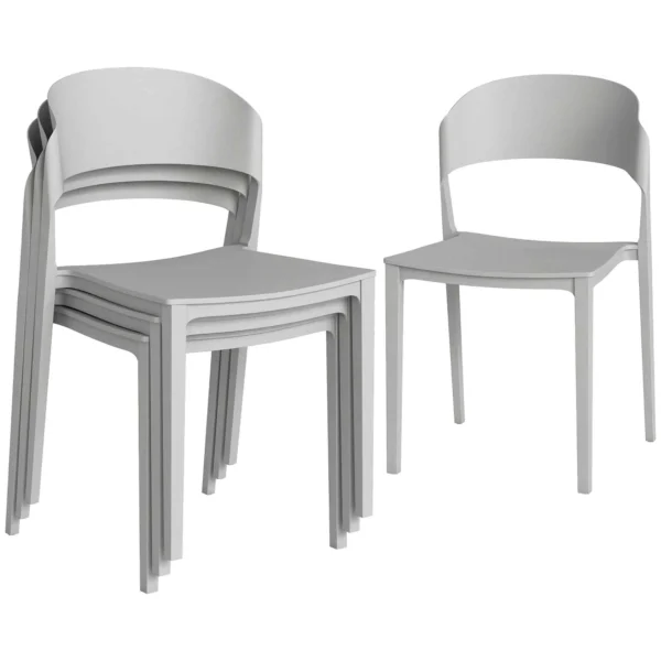 Outsunny Set of 4 Stackable Garden Chairs, PP Frame, Suitable for All Seasons