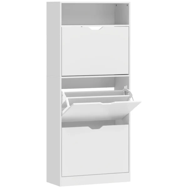 Shoe Rack with 3 Flap Drawers and Adjustable Shelves, for Hallway or Entryway
