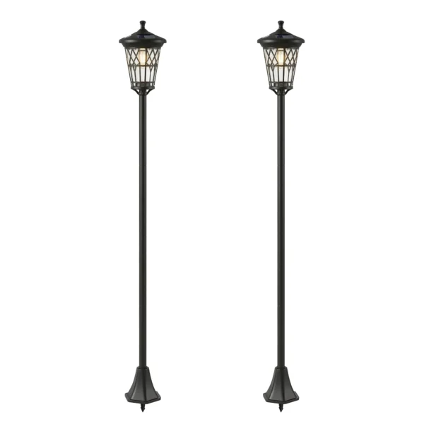 Outsunny Set of 2 Solar Garden Lights 1.86m, Stainless Steel Street Lights