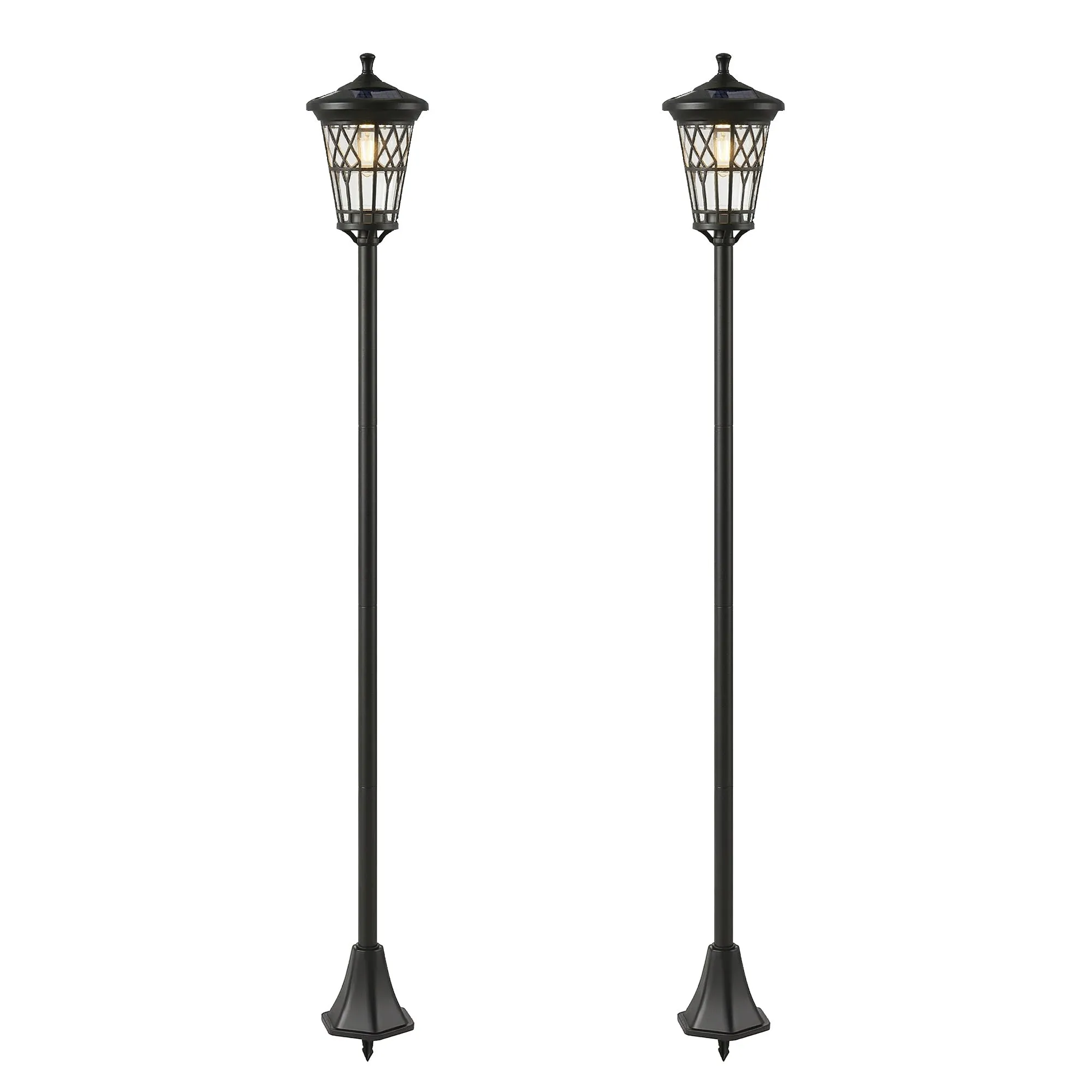 Outsunny Set of 2 Solar Garden Lights 1.86m, Stainless Steel Street Lights