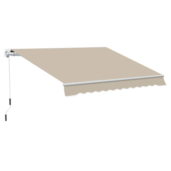 Outsunny 4x2.5m Hand-Cranked Roller Awning with Waterproof Cover, Metal and Aluminum, Beige