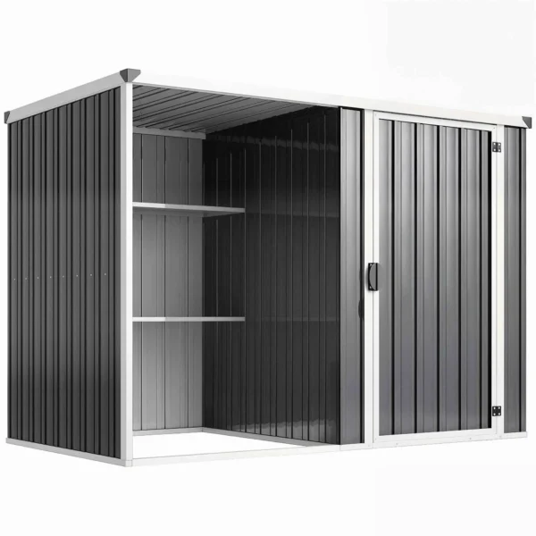 Outsunny Galvanized Steel Garden Shed, Lockable Door, 231 x 125 x 162 cm, Grey