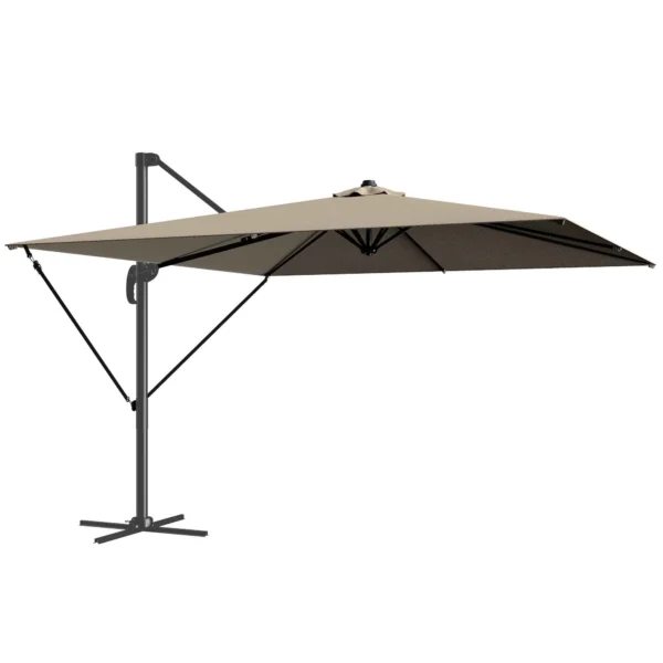 Outsunny 3x3m Off-Center Garden Umbrella with Cross Base and Cover, Aluminum, Khaki